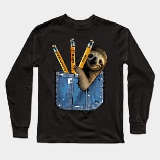 Middle School Back to School Lazy Sloth Long Sleeve T-Shirt